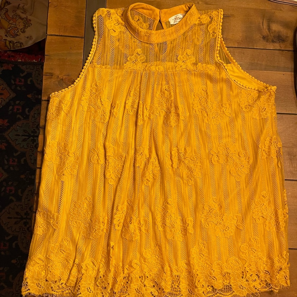 Yellow Lace Sleeveless Tunic